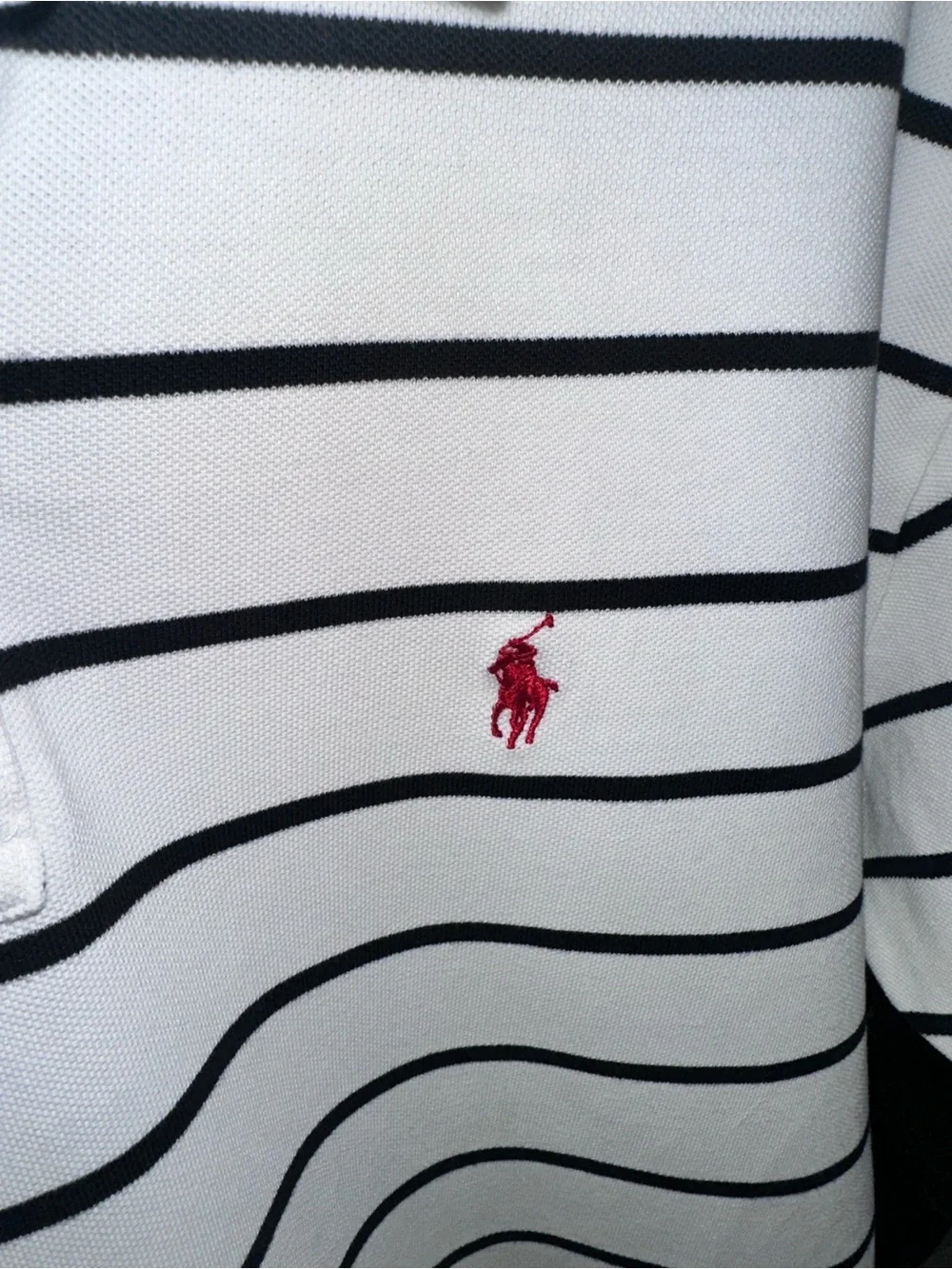Ralph Lauren White Polo with Navy Stripes and Red Pony